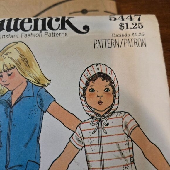 Butterick 5447 Sewing pattern Kids jumpsuit Knits 1970s Size 3 UNCUT - Picture 5 of 8